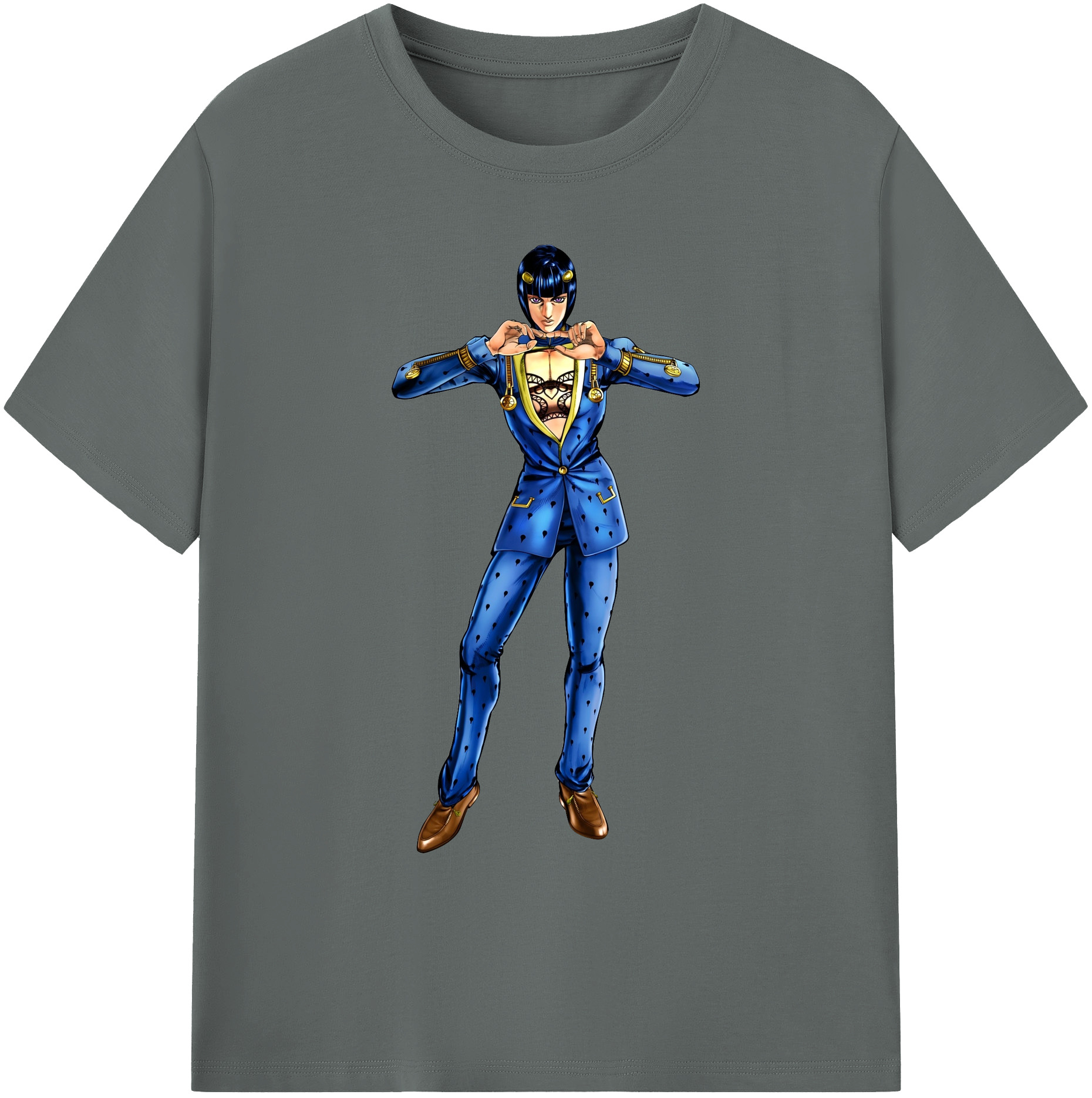 （画像用） ジョジョの奇妙な冒険 ブローノ?ブチャラティ JoJo's Bizarre Adventure Bruno Bucciarati 綿100％ メンズ半袖Tシャツ｜肌触りやわらか＆通気性